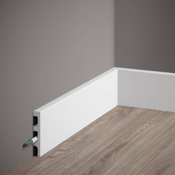 PROVISTON | Sockelleiste "NE014P" | 14 x 80 x 2000 mm | Satin Weiß | Fußleiste | Mit Kabelkanal PROVISTON | Sockelleiste "NE014P" | 14 x 80 x 2000 mm | Satin Weiß | Fußleiste | Mit Kabelkanal