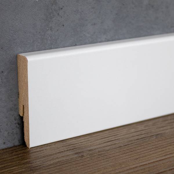 PROVISTON | abgerundete Fußleiste | 12 x 58 x 2400mm | foliert weiß | Sockelleiste rund | MDF-Leiste PROVISTON | abgerundete Fußleiste | 12 x 58 x 2400mm | foliert weiß | Sockelleiste rund | MDF-Leiste