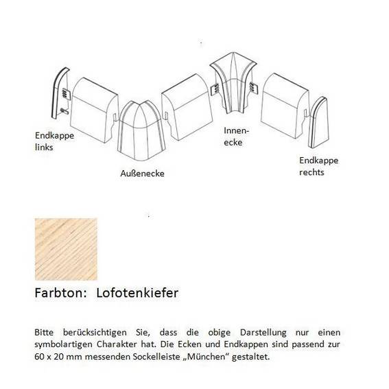 Endkappen und Ecken für MDF-Sockelleisten - Lofotenkiefer