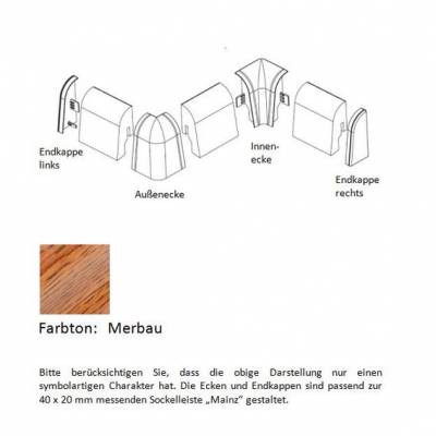 Endkappen und Ecken für MDF-Sockelleisten - Merbau