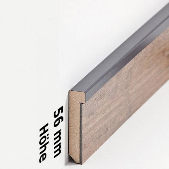 Design-Fußleiste für Vinylboden "Frankfurt" - anthrazit - 56 mm Höhe (MDF foliert - 726.5128) (Default) Design-Fußleiste für Vinylboden "Frankfurt" - anthrazit - 56 mm Höhe (MDF foliert - 726.5128) (Default)