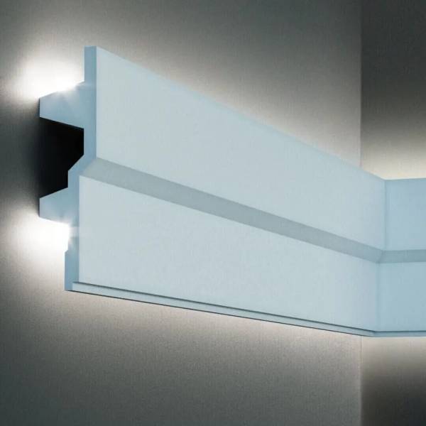Elite Decor | Lichtleiste KF709 | Polystyrol | 40 x 150 x 2000 mm | Weiß | Styropor Zierleiste Elite Decor | Lichtleiste KF709 | Polystyrol | 40 x 150 x 2000 mm | Weiß | Styropor Zierleiste