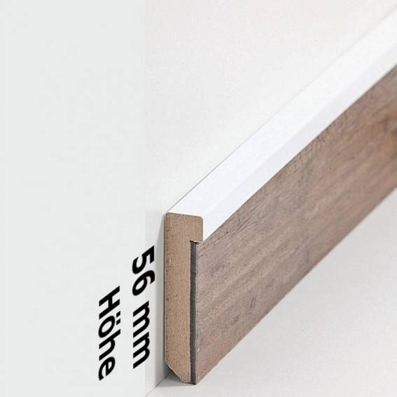Design-Fußleiste für Vinylboden "Frankfurt" - weiß - 56 mm Höhe (MDF foliert - 726.5131) (Default) Design-Fußleiste für Vinylboden "Frankfurt" - weiß - 56 mm Höhe (MDF foliert - 726.5131) (Default)