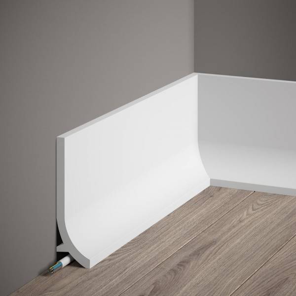 PROVISTON | Sockelleiste "RT011P" | 40 x 135 x 2000 mm | Satin Weiß | Fußleiste | Mit Kabelkanal PROVISTON | Sockelleiste "RT011P" | 40 x 135 x 2000 mm | Satin Weiß | Fußleiste | Mit Kabelkanal