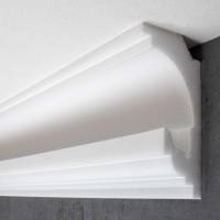 PROVISTON | Lichtleiste "LL1" | Polystyrol Stuckleiste | 62 x 130 x 2000 mm | Weiß | Deckenleiste