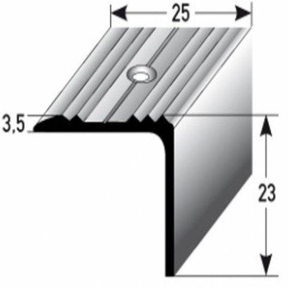 Treppenkante / Winkelprofil "Hastings" (Größe 25 mm x 23 mm) aus Edelstahl V4A (gezogen), gebohrt (Default) Treppenkante / Winkelprofil "Hastings" (Größe 25 mm x 23 mm) aus Edelstahl V4A (gezogen), gebohrt (Default)